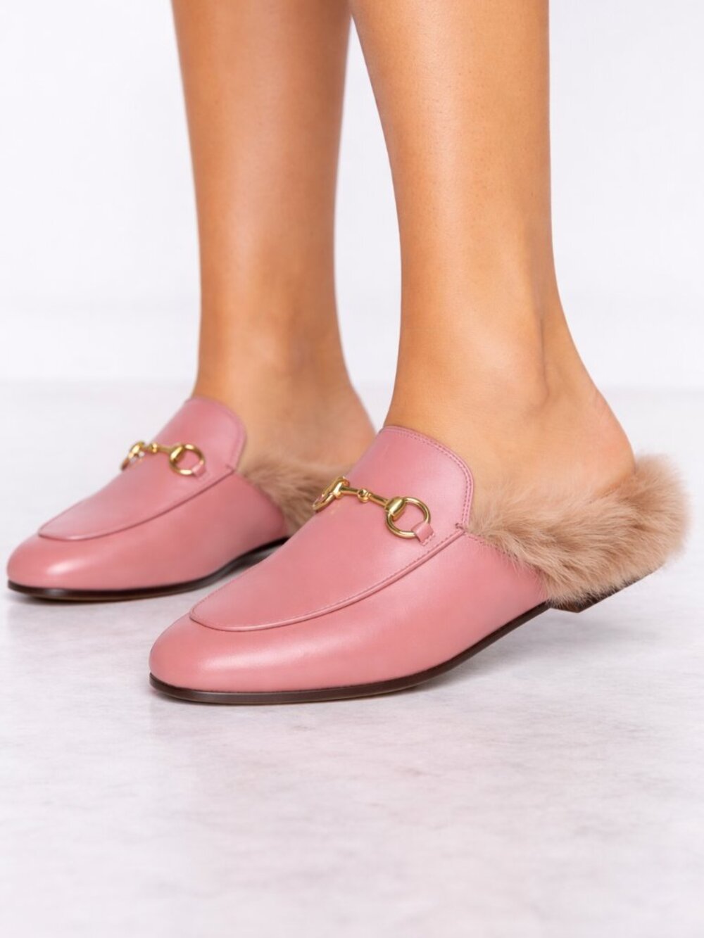 Gucci Pink Princetown Fur Mules – Size 6 (36)